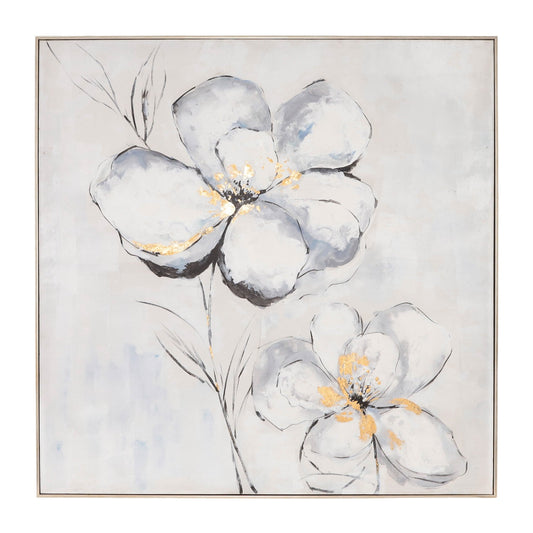 51x51 Framed Hand Painted Flower Canvas Art