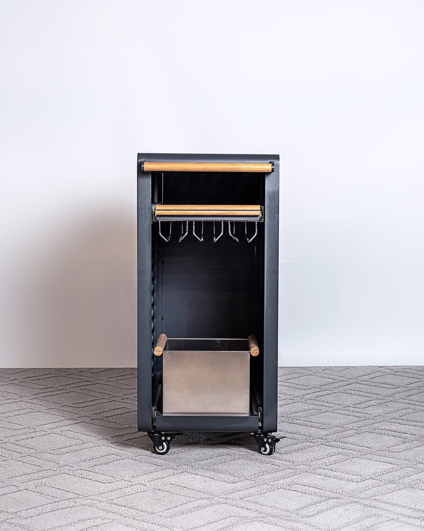 Airport Trolley Dining Cart (W/o Ice Bucket), Black Matte Finish
