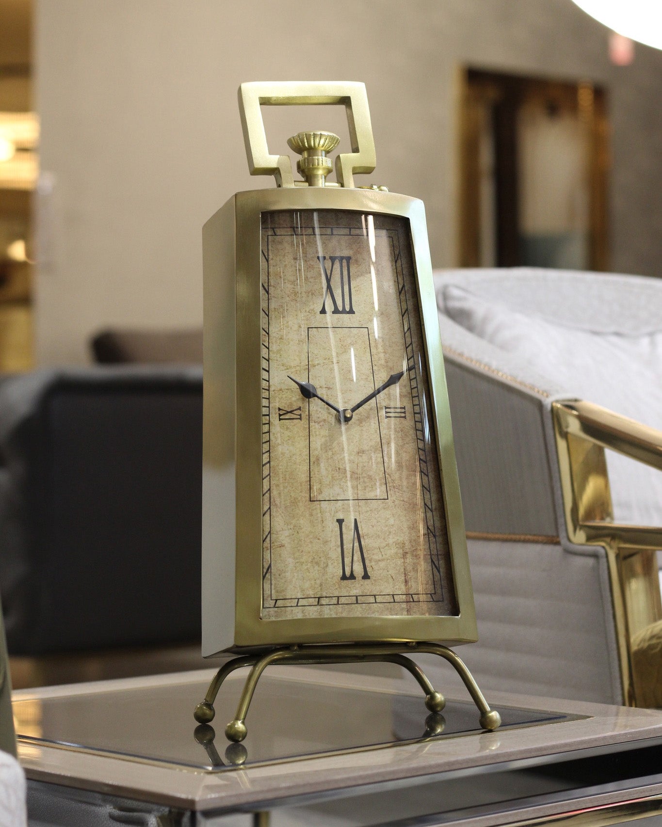 Brass Curved Table Clock