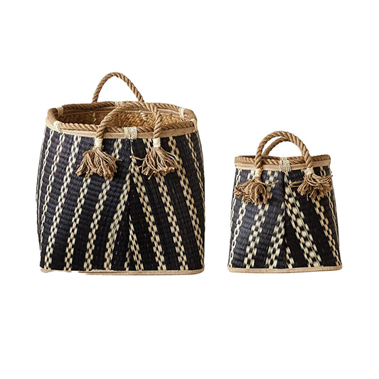 Wicker Baskets with Rope Handles, Set of 2