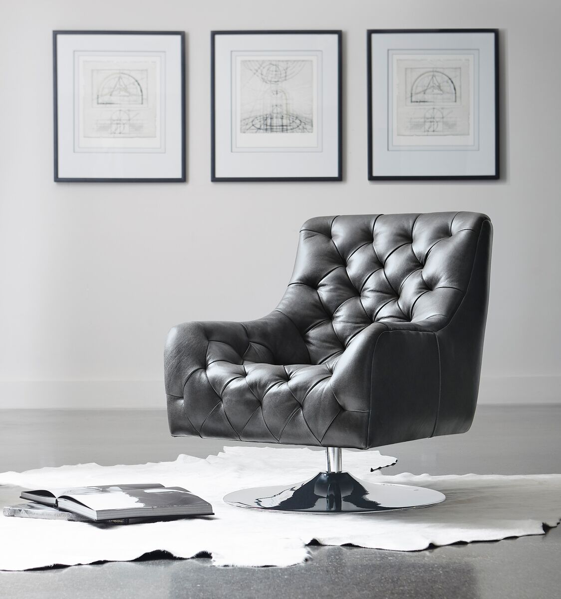 Finn Leather Swivel Chair