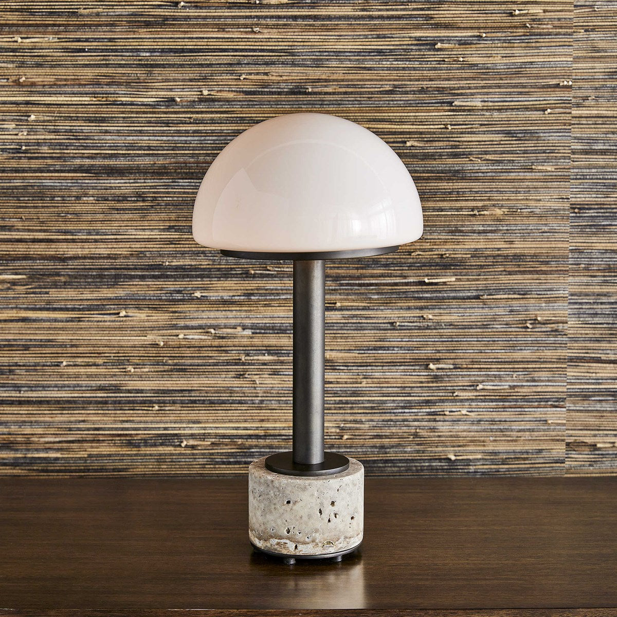 Mushroom Mini Lamp - Gray Travertine