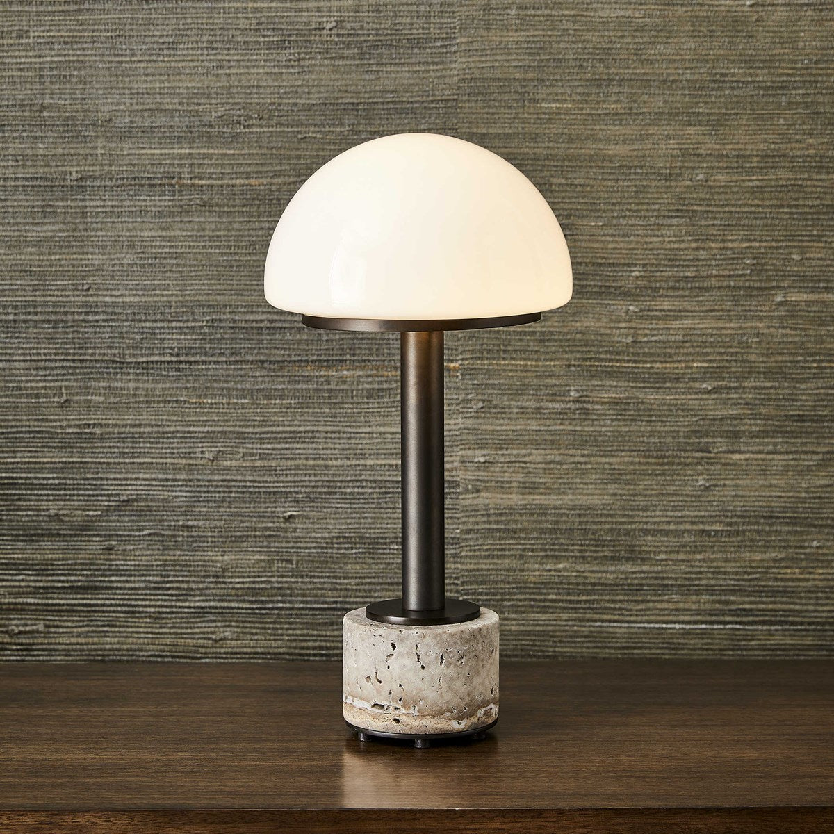 Mushroom Mini Lamp - Gray Travertine