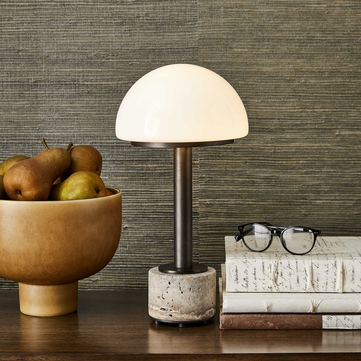 Mushroom Mini Lamp - Gray Travertine