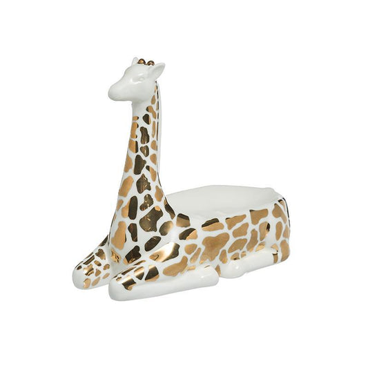 Stoneware Giraffe Shape Soap Dish, Gold and White