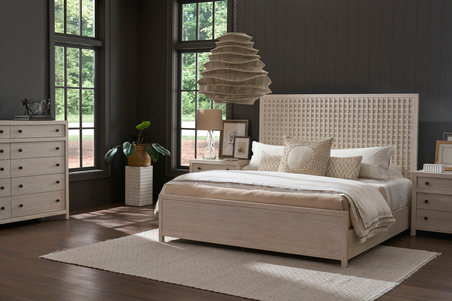 River Rock Panel Bed, White Oak