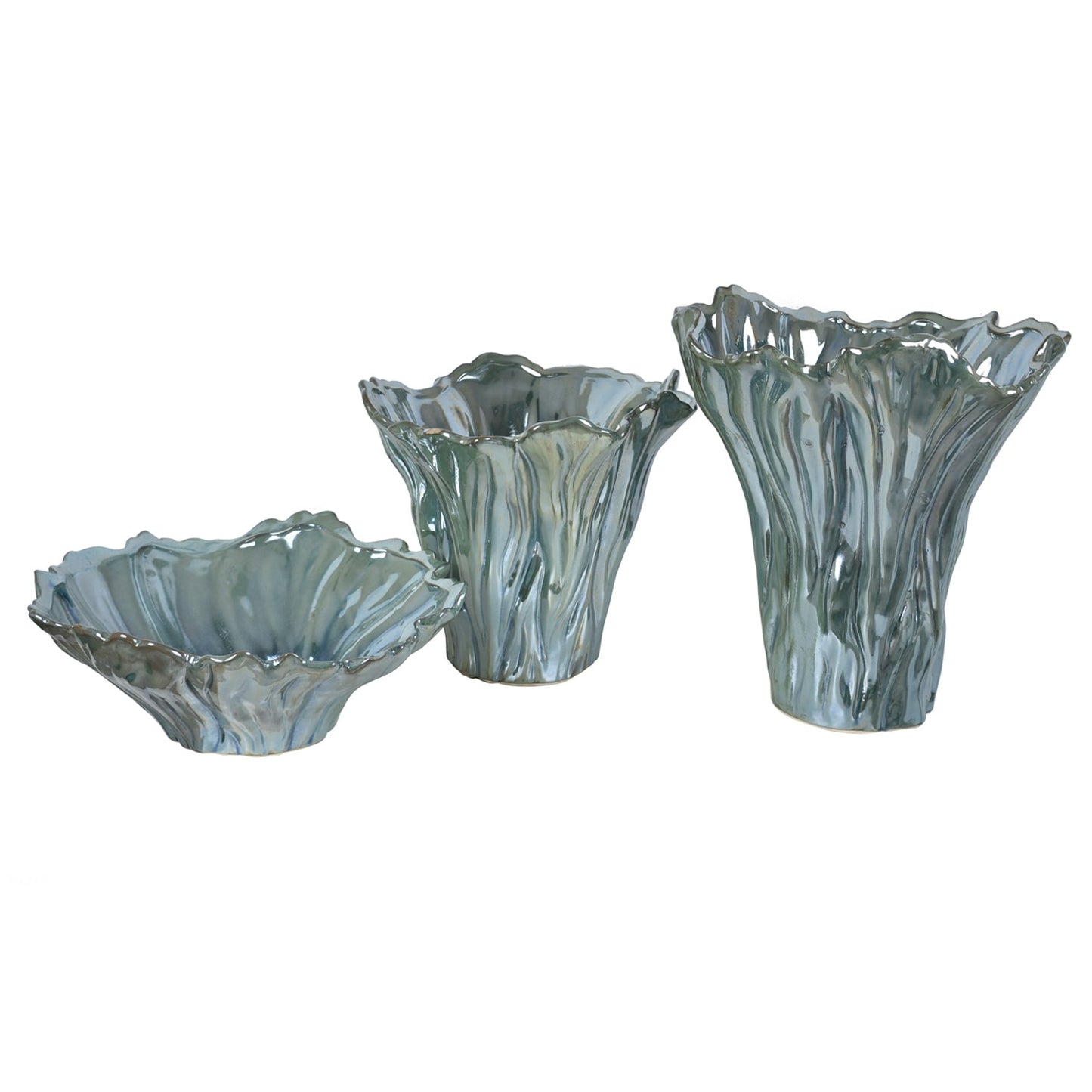 Quinton Organic Shaped Vases & Bowl (Set Of 3)