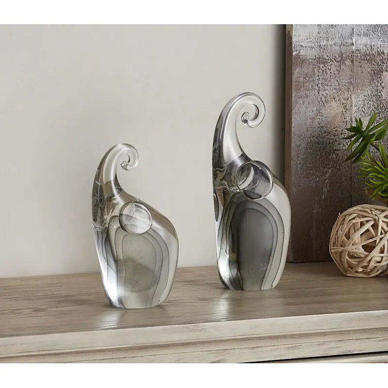 Glass Elephant Set Of 2