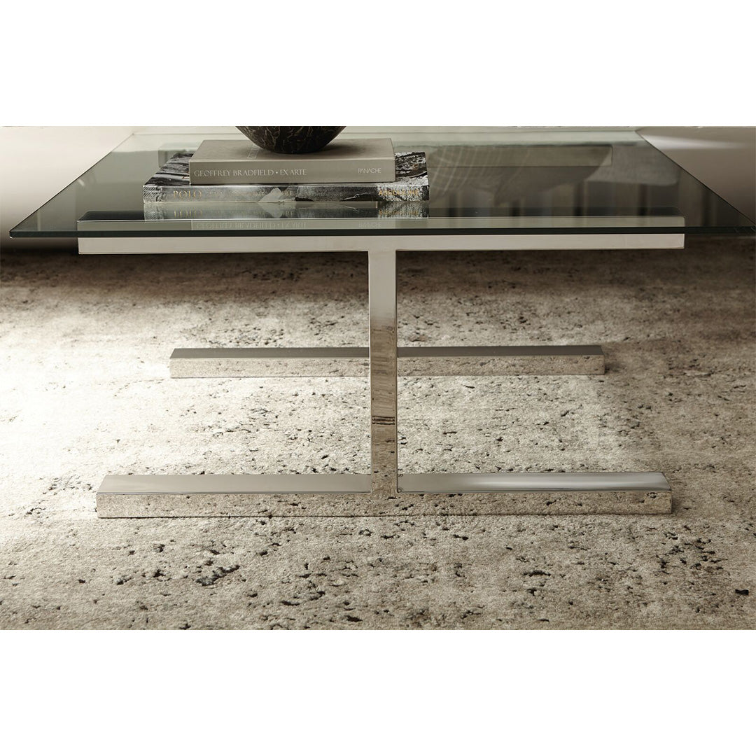 Aria Metal Cocktail Table with Square Glass Top