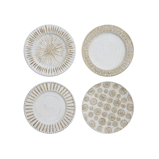 Decorative Terra Cotta Wall Plate with Hanger, Distressed Cream (4 Styles)