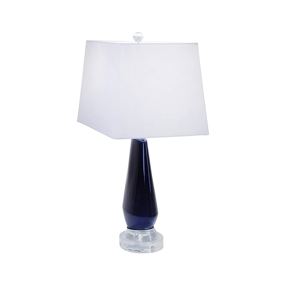 Gloucester Glass 26" Diamond Shape Table Lamp, Navy Blue