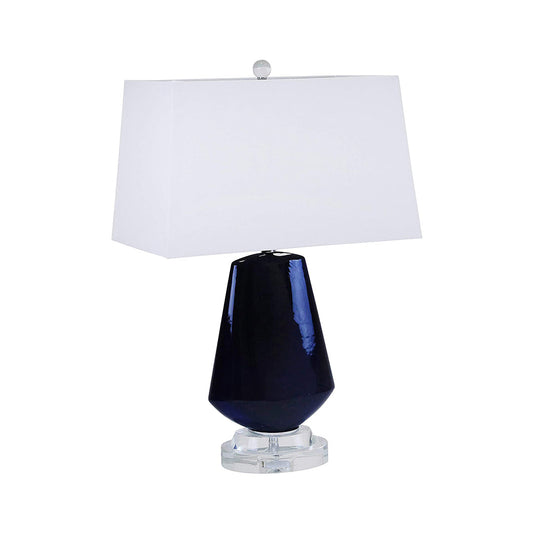 Gloucester Glass 26" Diamond Shape Table Lamp, Navy Blue