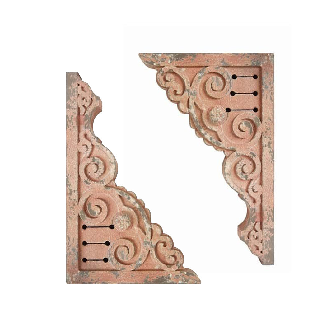 Mdf Corbels, Distressed Pink (Set of 2)
