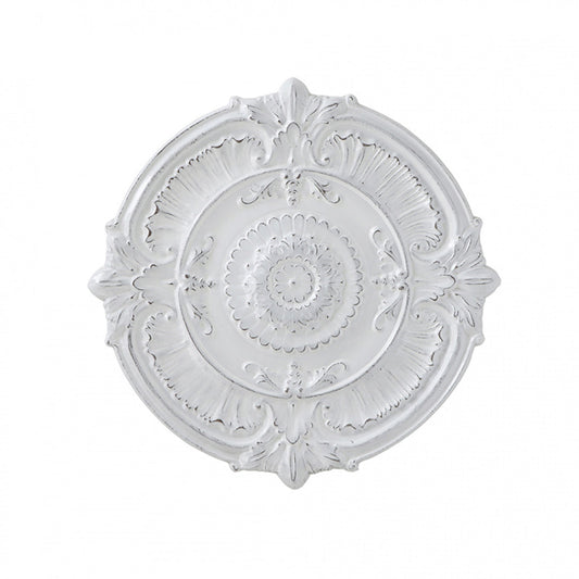 Metal Ceiling Medallion, Distressed White Finish
