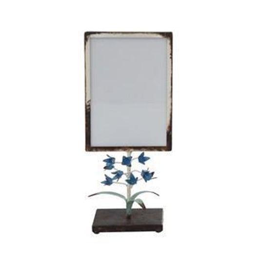 Metal Photo Frame with Tole Flowers on Stand