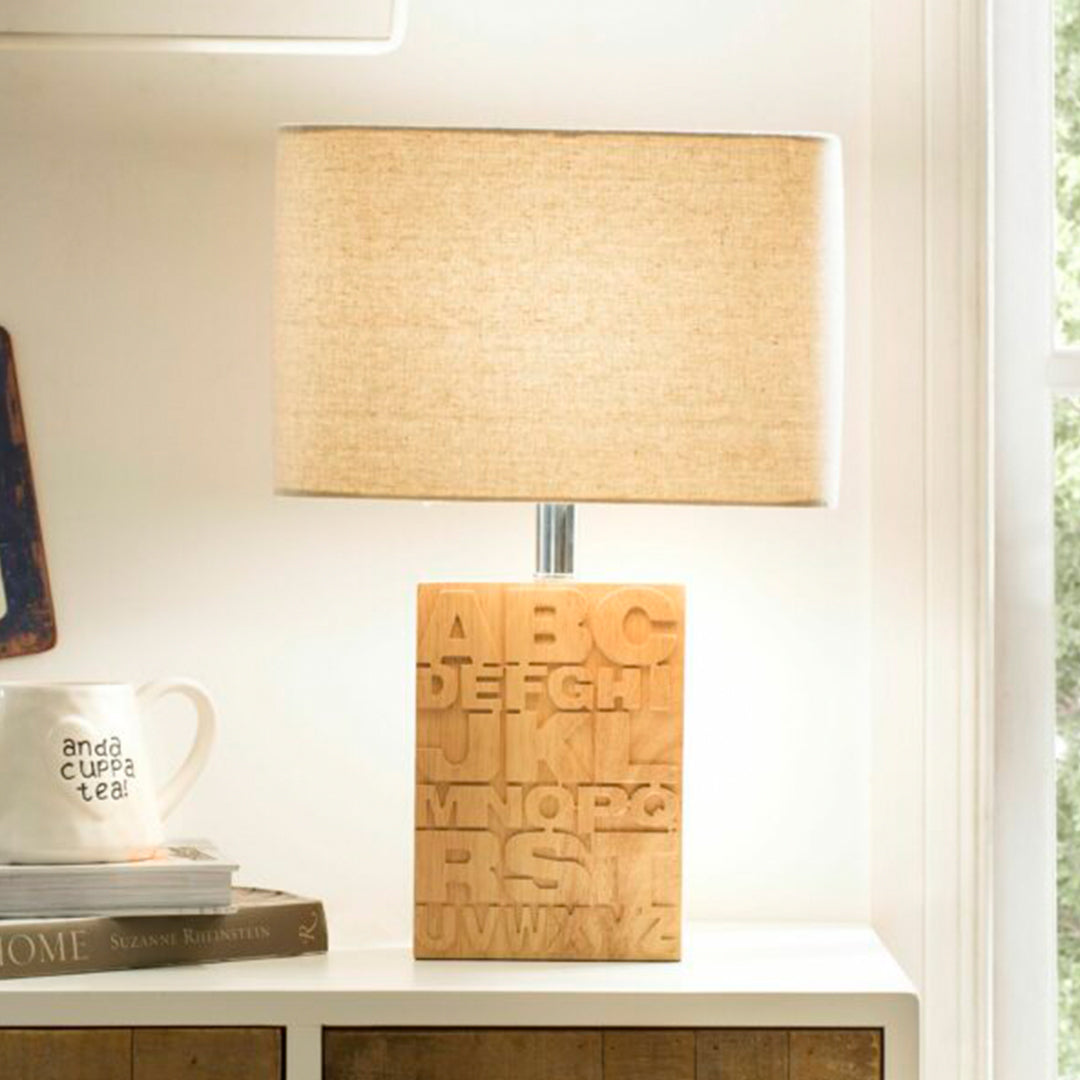 Rubber Wood Letter Table Lamp