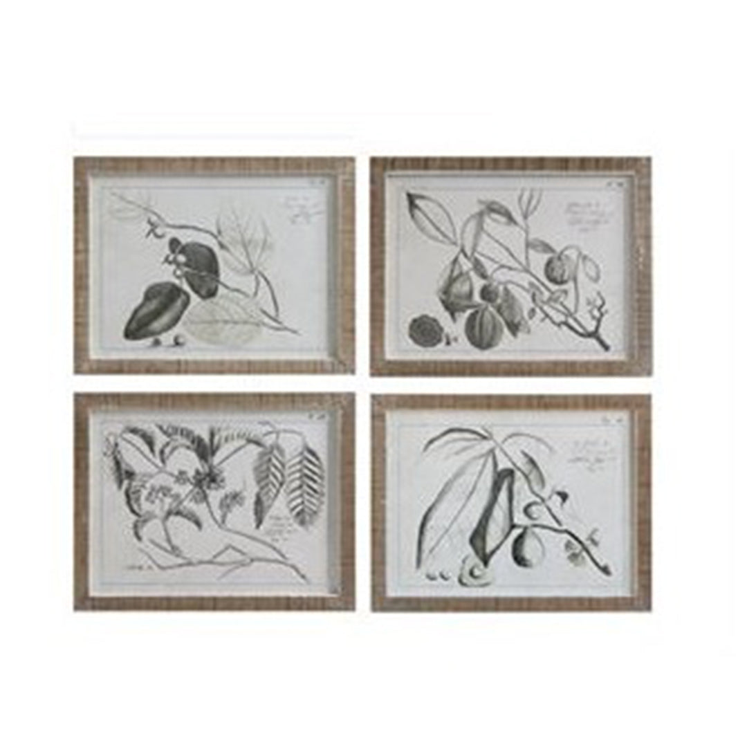 Wood Framed Wall Decor with Fruit Branch (4 Styles)