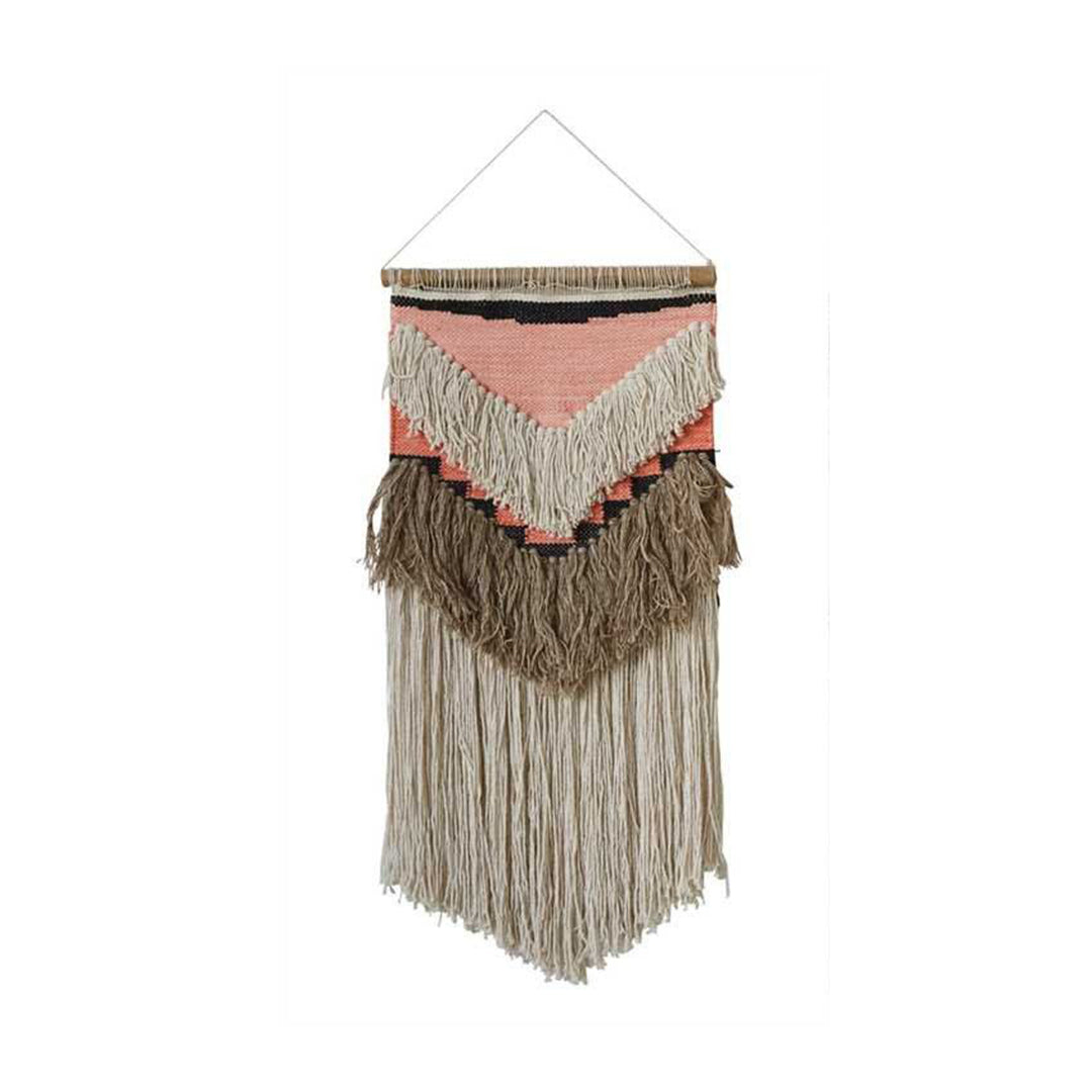Wool & Cotton Woven Wall Hanging - Pink