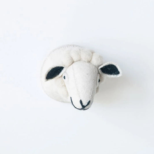 Wool Felt Sheep Head Wall Decor, Cream